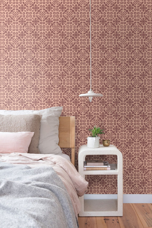 ESTAhome behang verweerde tegels mauve paars - 50 x 900 cm - 131482 - vtwonen shop