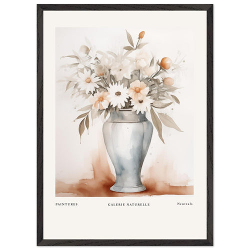 Artfulprints Poster met Lijst Bloemen in vaas 1   - 50x70 cm - Taupe