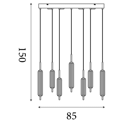 Searchlight hanglamp Cattail - 11 lichts - 85  x 150   cm - brons transparant