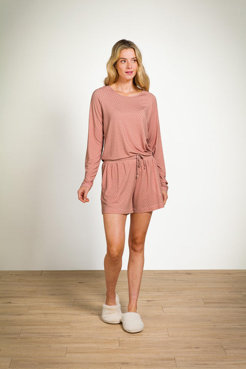 Pip Studio - Bob Pyjama Korte Broek Dames - Thousand Leaves - Roze - M