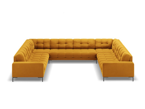 Cosmopolitan Design Panoramische bank Bali 9-zits, flueel, geel - 256x327x75cm