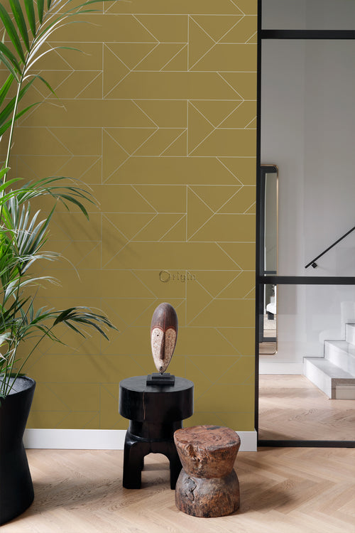 Origin Wallcoverings behang grafische lijnen okergeel - 0,53 x 10,05 m - 347723 - vtwonen shop