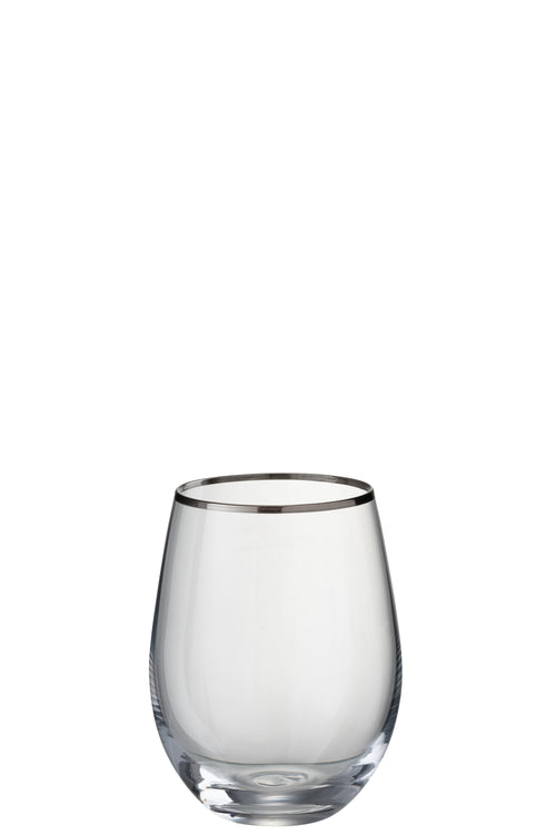 J-Line drinkglas Bol Rand - glas - transparant/zilver - 6 stuks - vtwonen shop