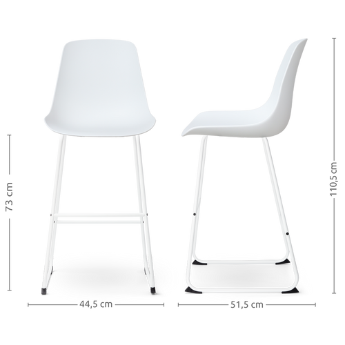 Nolon Nino-Pip Barkruk Wit - Kunststof - Wit Onderstel - 75 cm