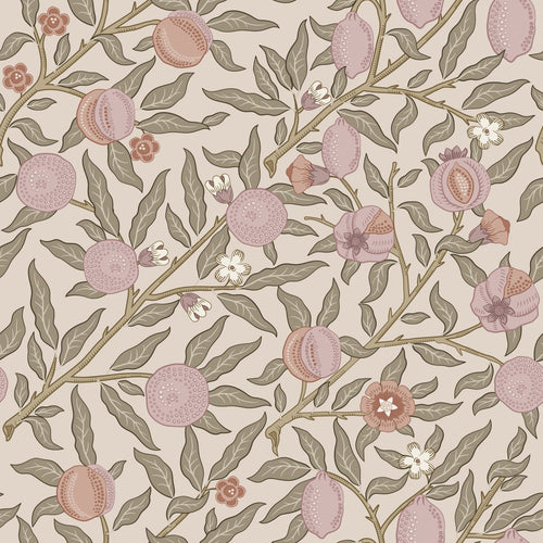 ESTAhome behang exotisch fruit en bladeren lichtpaars en vergrijsd groen - 50 x 900 cm - 131170 - vtwonen shop