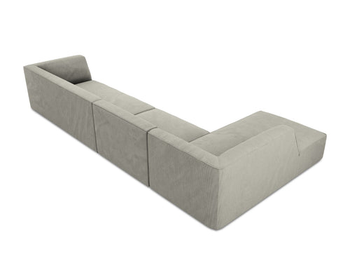 Micadoni linker hoekbank Ruby 5-zits, ribfluwelen, lichtgrijs - 180x366x69cm