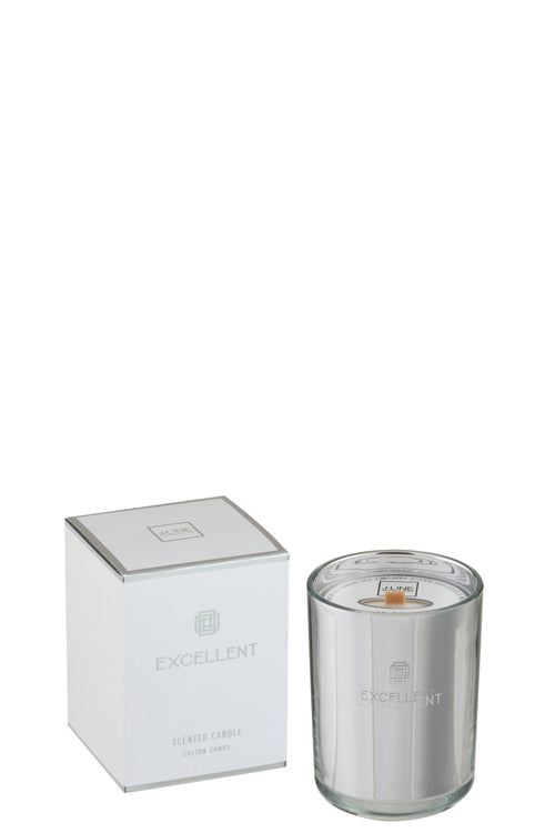 J-Line geurkaars Excellent - Cotton Candy - glas - zilver - small - 50U
