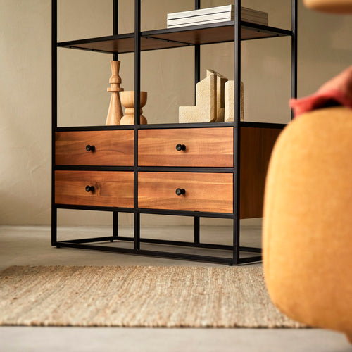 Tikamoon Boekenkast van massief acacia en metaal - Naturel - vtwonen shop