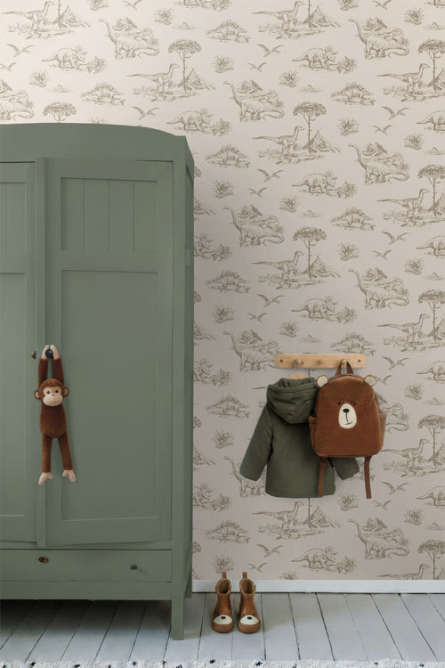 ESTAhome behang dinosaurussen beige - 53 cm x 10.05 m - 139557