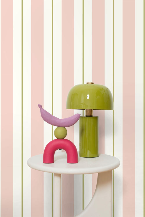 ESTAhome behang strepen licht roze en olijfgroen - 50 x 900 cm - 131478 - vtwonen shop