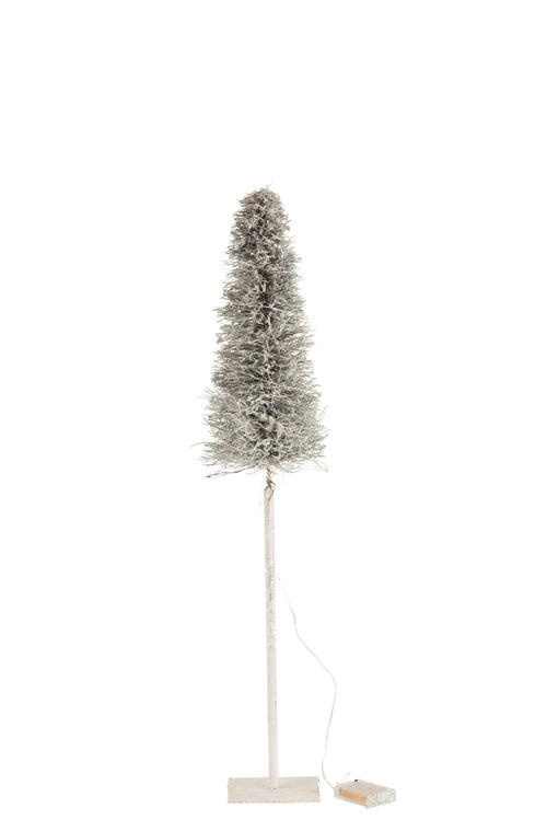 J-Line decoratie kerstboom Takken - riet - wit - medium - LED lichtjes