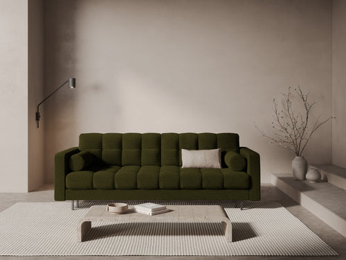 Cosmopolitan Design Slaapbank met opbergdoos Bali 3-zits, boucle donker olijfgroen - 84x222x105cm