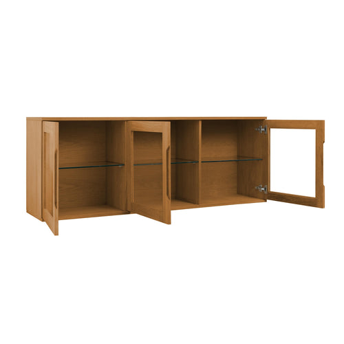 Furnhouse 3-deurs wandkast Kerteminde - Natuurlijk eikenhout - MDF, Eikenfineer, Glas - 37x160x60