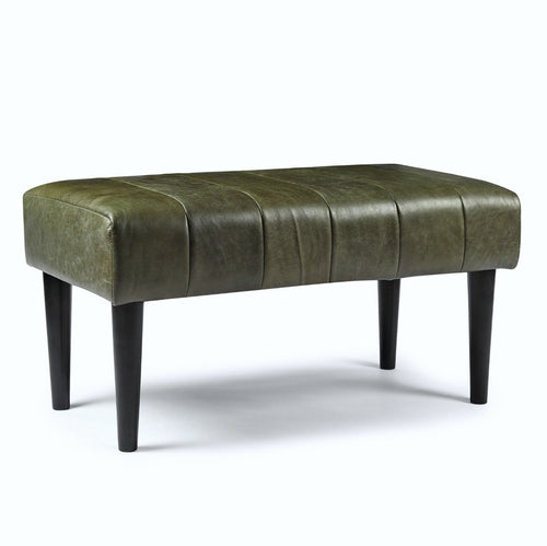 Furnhouse bankje Athea - Olijfgroen - Leer - 50x92x48