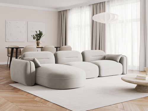 Cosmopolitan Design Modulaire hoekbank links Sydney 4-zits, flueel, lichtbeige - 165x320x70cm