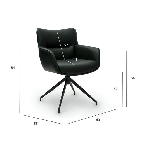 Furnhouse eetkamerstoelen armleuning Jessica - Zwart - Kunstleer - Set van 2