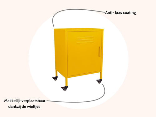 MaximaVida metalen lockerkastje Finn met wieltjes 52 x 40 x 67 cm okergeel - vtwonen shop