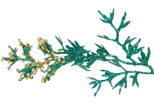 J-Line decoratie tak Dennenboom Besneeuwd - kunststof - groenblauw/goud - 6 stuks - vtwonen shop