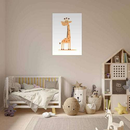 Artfulprints Poster Kleine giraffe   - 70x100 cm - Geel