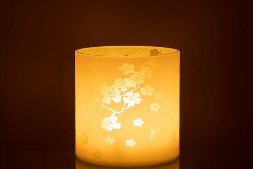 J-Line windlicht Bloemen -  glas - groen - extra large