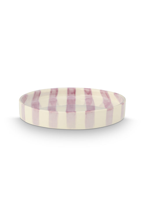 vtwonen - Gebaksbord - Strepen - Lila - Keramiek - 13cm - Set van 4