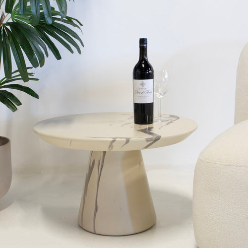 DÉJA Living Salontafel Flen Rond - Marmerlook - 60x60x38cm - vtwonen shop