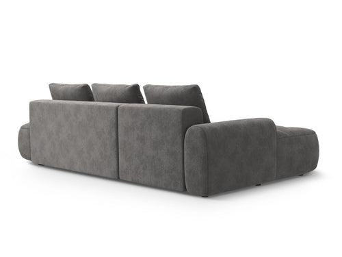 Cosmopolitan Design Uitklapbare hoekbank links met opbergdoos Linz 3-zits, flueel grijs - 142x275x84cm