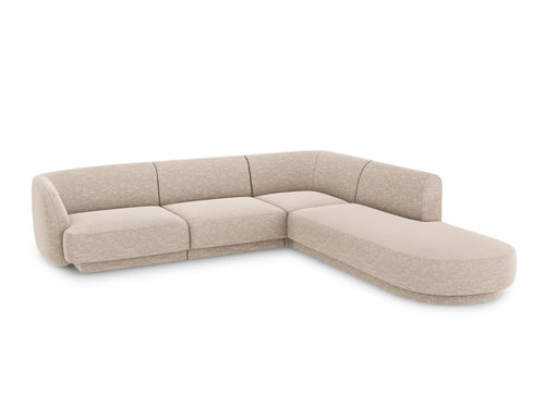 Micadoni rechter hoekbank Miley 6-zits, structurele stof beige - 248x255x70cm