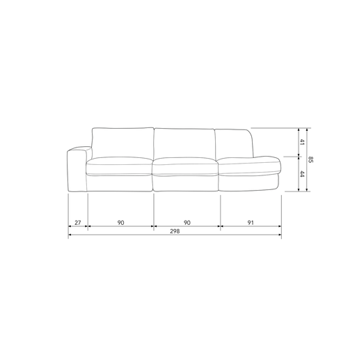 vtwonen 2,5-zits ronding rechts Family - PE - Antraciet - 85x298x98 - vtwonen shop