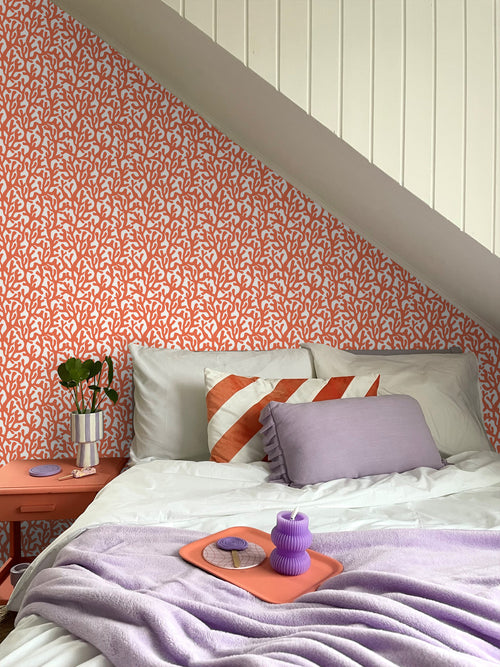 ESTAhome behang koraal oranje en wit - 50 x 900 cm - 131013 - vtwonen shop