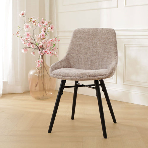 Nolon Nena-Isa Eetkamerstoel Bruin - Zwarte Houten Poten - vtwonen shop