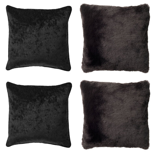 Dutch Decor - KUSSENSET - 4-delig - Soft Elegance - 45x45 cm - inclusief binnenkussens - zwart - vtwonen shop