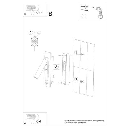 Sollux Lighting Wandlamp ENIF zwart - 6,5x15x20cm