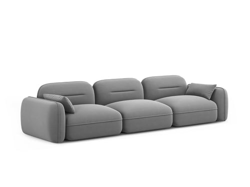 Cosmopolitan Design Modulaire bank Sydney 4-zits, flueel, lichtgrijs - 90x320x70cm