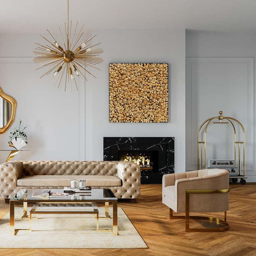 Kare Design Schilderij goud bloemen 120x120cm - vtwonen shop