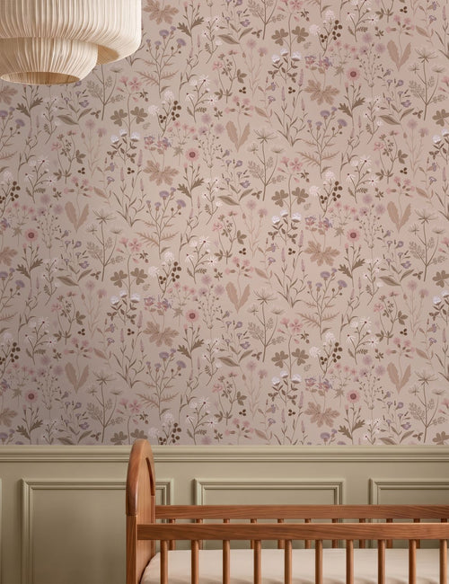 ESTAhome behang veldbloemen oudroze en lila paars - 53 cm x 10.05 m - 139841