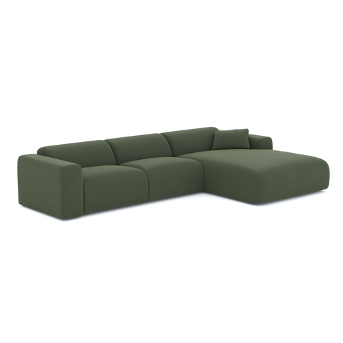 Sia Home - Grote hoekbank MYRA - Geweven stof - Olijfgroen - 280cm - vtwonen shop