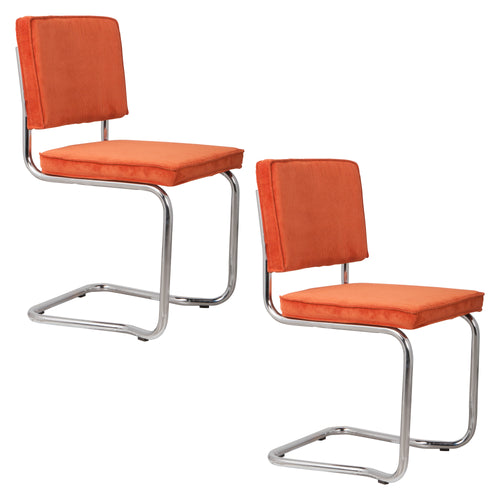 Zuiver Ridge Rib Kink Stoel Oranje - Set van 2 - vtwonen shop