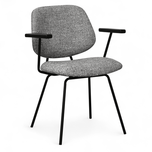 Furnhouse eetkamerstoelen armleuning Sofia - Grijs - Stof (Bouclé) - Set van 6