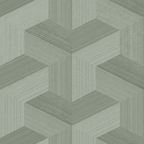 Origin Wallcoverings behang grafisch 3D motief vergrijsd groen - 53 cm x 10.05 m - 347951