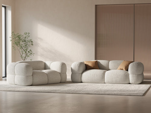 Cosmopolitan Design Bank Loretto 3-zits, structurele stof beige - 100x210x68cm