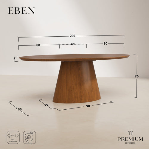 Premium Interiors - Uitschuifbare eettafel EBEN - multiplex licht walnoot 200cm