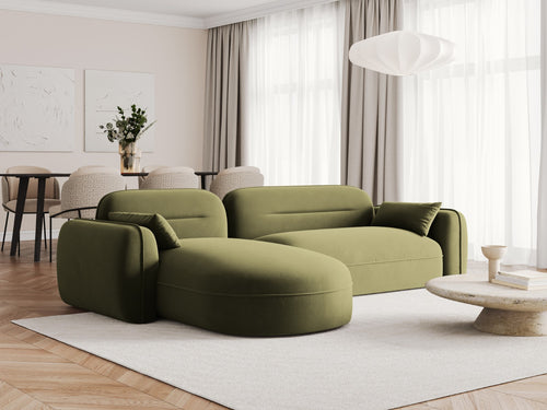 Cosmopolitan Design Modulaire hoekbank links Sydney 4-zits, flueel, lichtgroen - 165x275x70cm