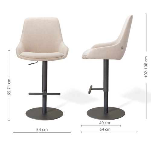 Nolon Niva-Isa tulp barkruk beige verstelbaar - zwarte poten