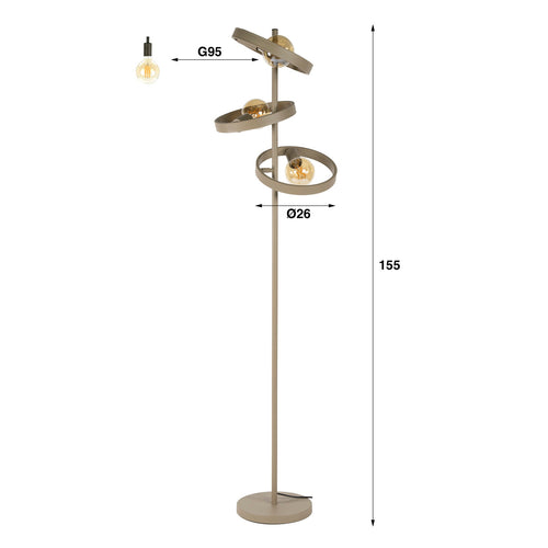 Giga Living Vloerlamp Hover - Beige Metaal - Ø40x155cm