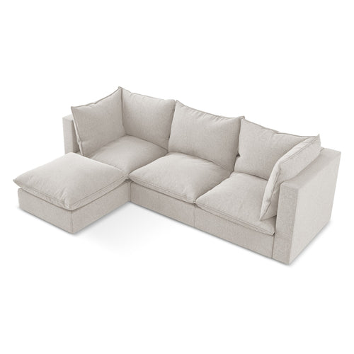 LaMiaSofa hoekbank links Ravenna - velours - lichtbeige - 255x165x77