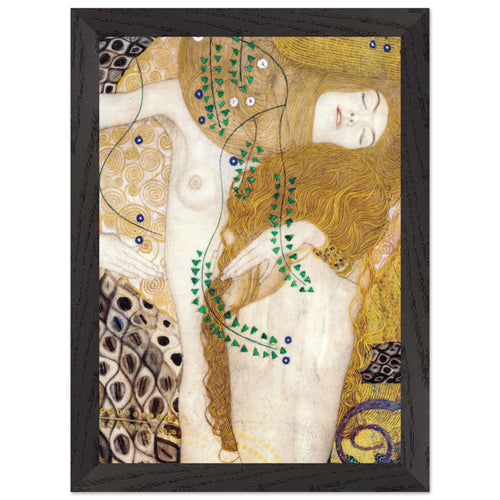 Artfulprints Poster met Lijst Gustav Klimt - Water snakes   - A4 21x29.7 cm - Geel