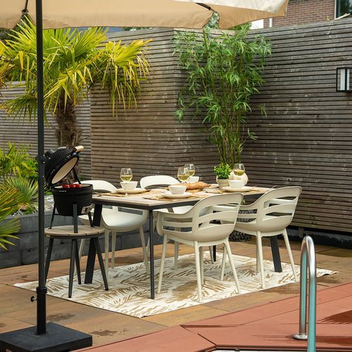 Vigo tafel - 160x90 cm - carbon black - light teak Vironwood - vtwonen shop