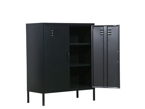 MaximaVida metalen lockerkast Finn 80 x 40 x 102 cm zwart - 2 schappen - vtwonen shop