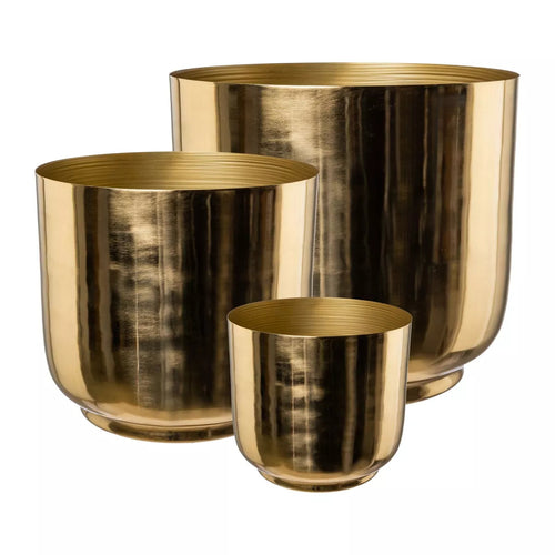 Flourify plantenbak - Metaal - set van 3 - 36x36x22 / 28x28x25 / 20x20x18 cm - goud - vtwonen shop